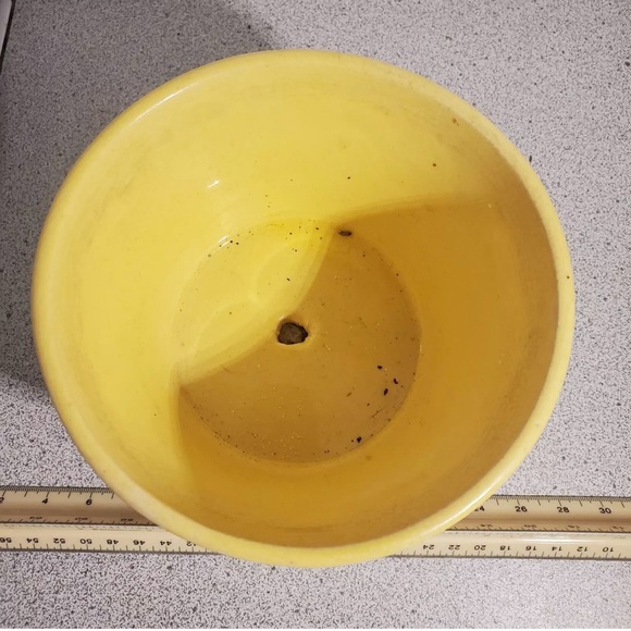 McCoy Pottery Vtg Ceramic Round 5" Planters Yellow geometric hobnail - Picture 3 of 5